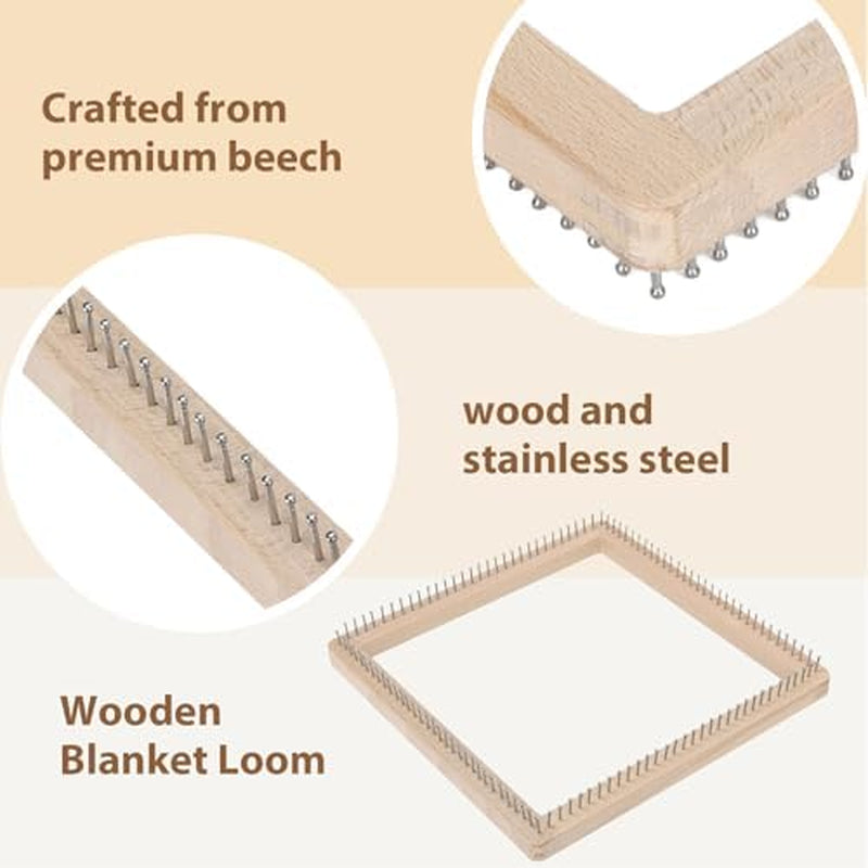 Wooden Knitting Loom Board, 30 x 30 cm DIY Weaving Frame – image 5