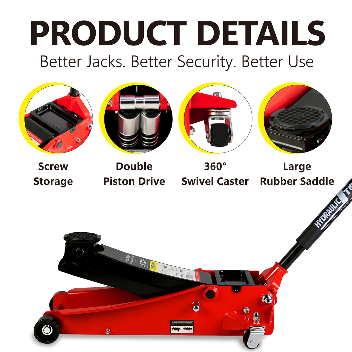 Floor Jack 3.5 Ton Low Profile Dual Piston, 4-21 in Lift Range – image 6