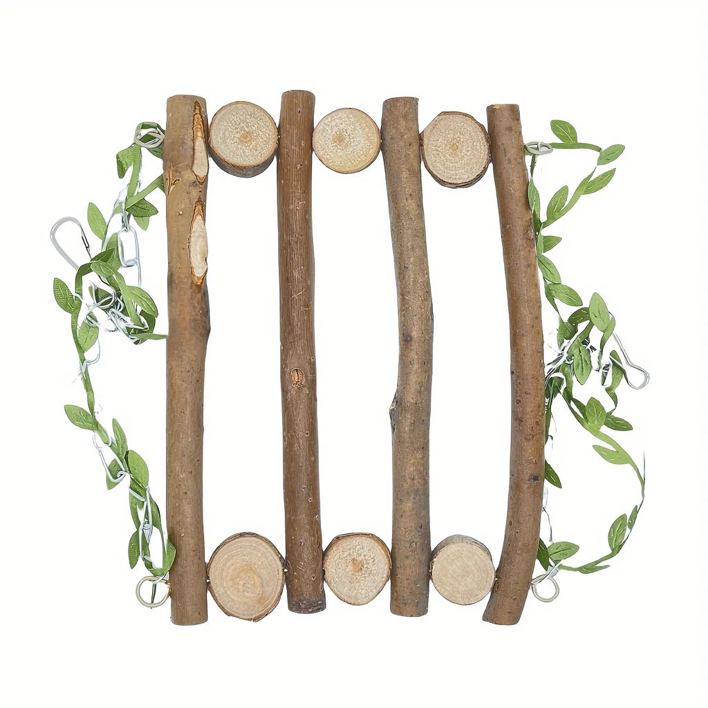 Natural Wood Bird Swing - Branch Perch Cage Toy for Parrots