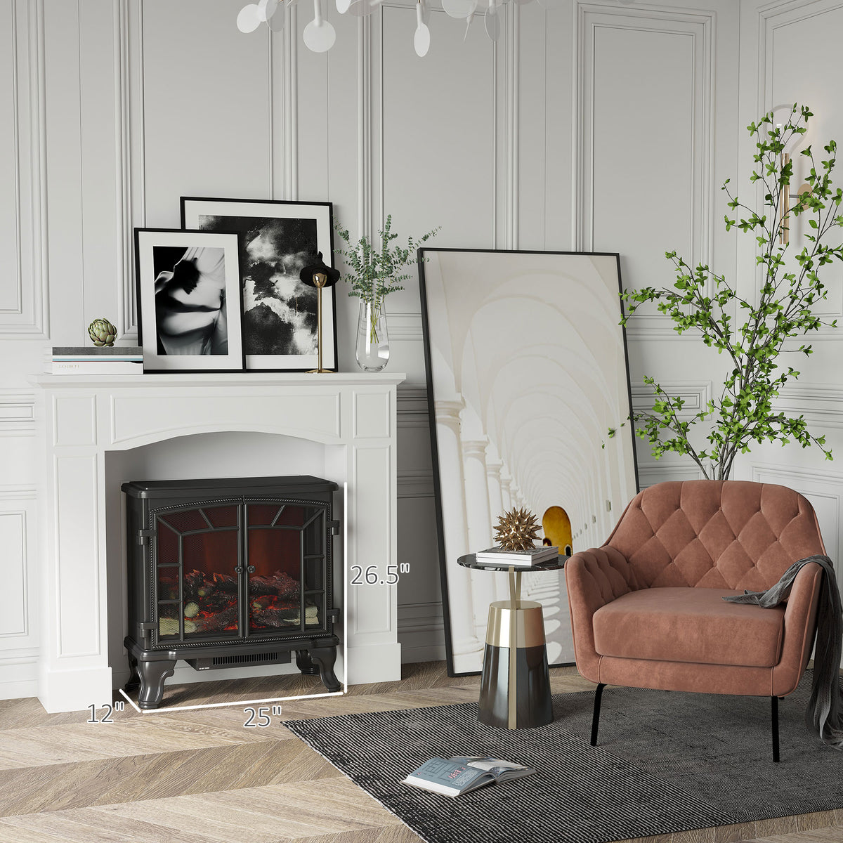 White Faux Fireplace Mantel Surround, 45 Inch – image 2