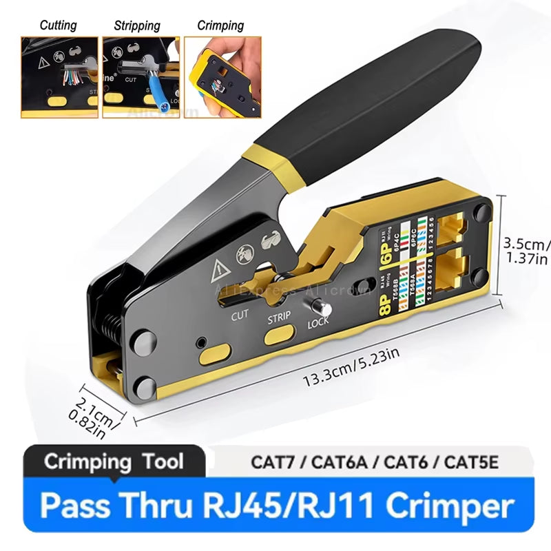 RJ45 Crimp Tool – Pass-Through Ethernet Crimper for Cat5e/Cat6 – image 2