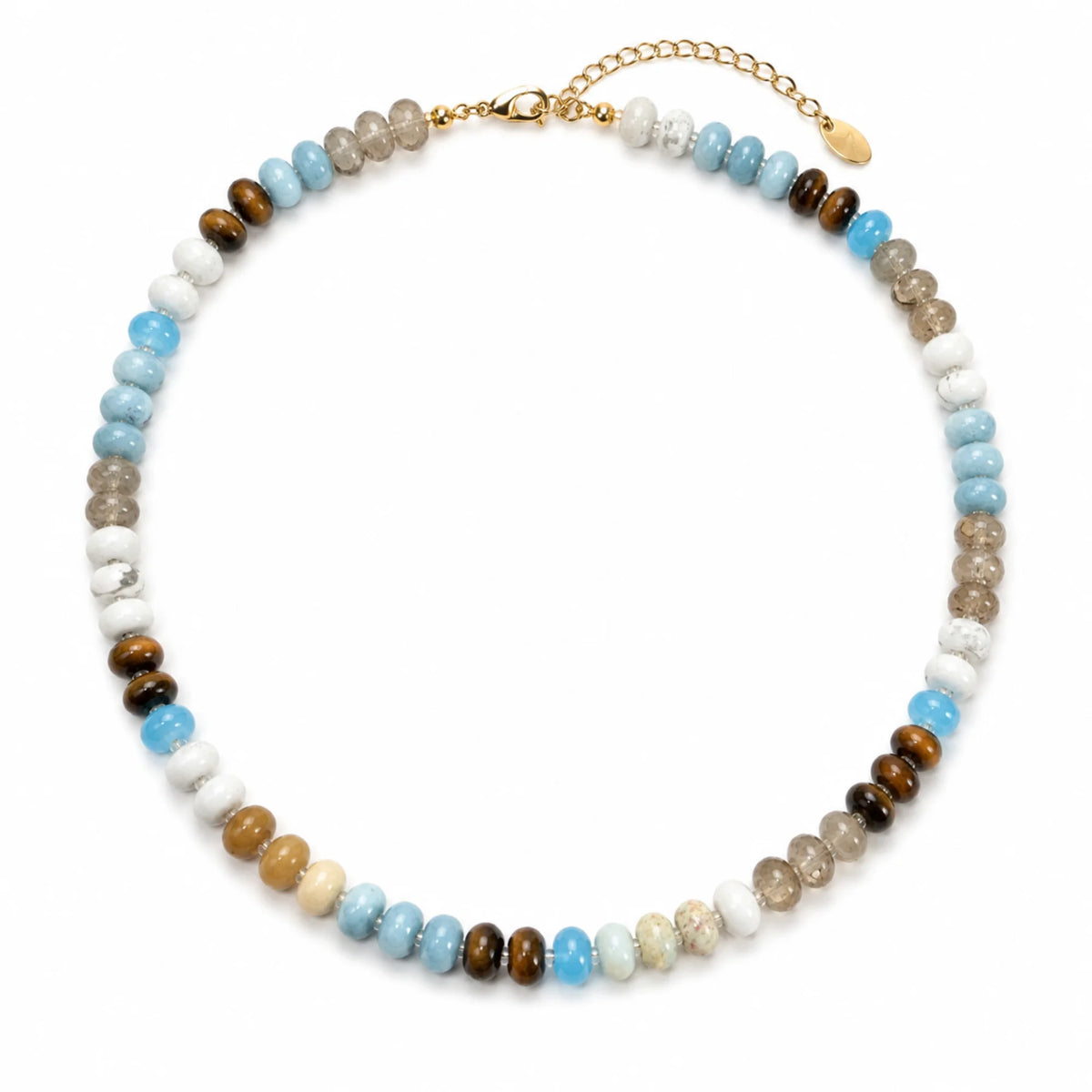 Beaded Necklace, Natural Stone and Acrylic Bead Necklace, 16 in – image 4