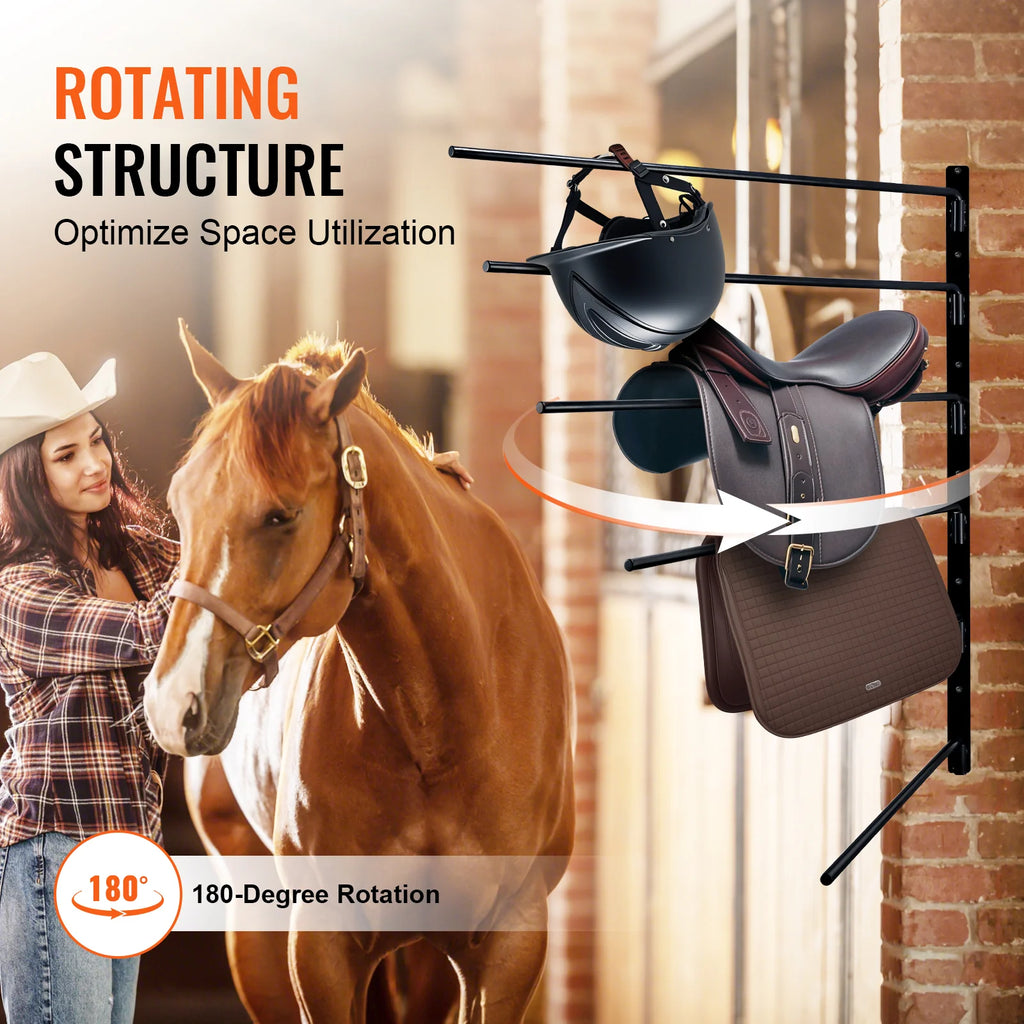 Swing Out Wall Saddle Rack, 6-Tier Horse Pad and Blanket Holder – image 5