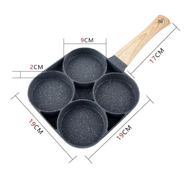 4-Hole Nonstick Egg Pan - Omelette & Breakfast Frying Pan