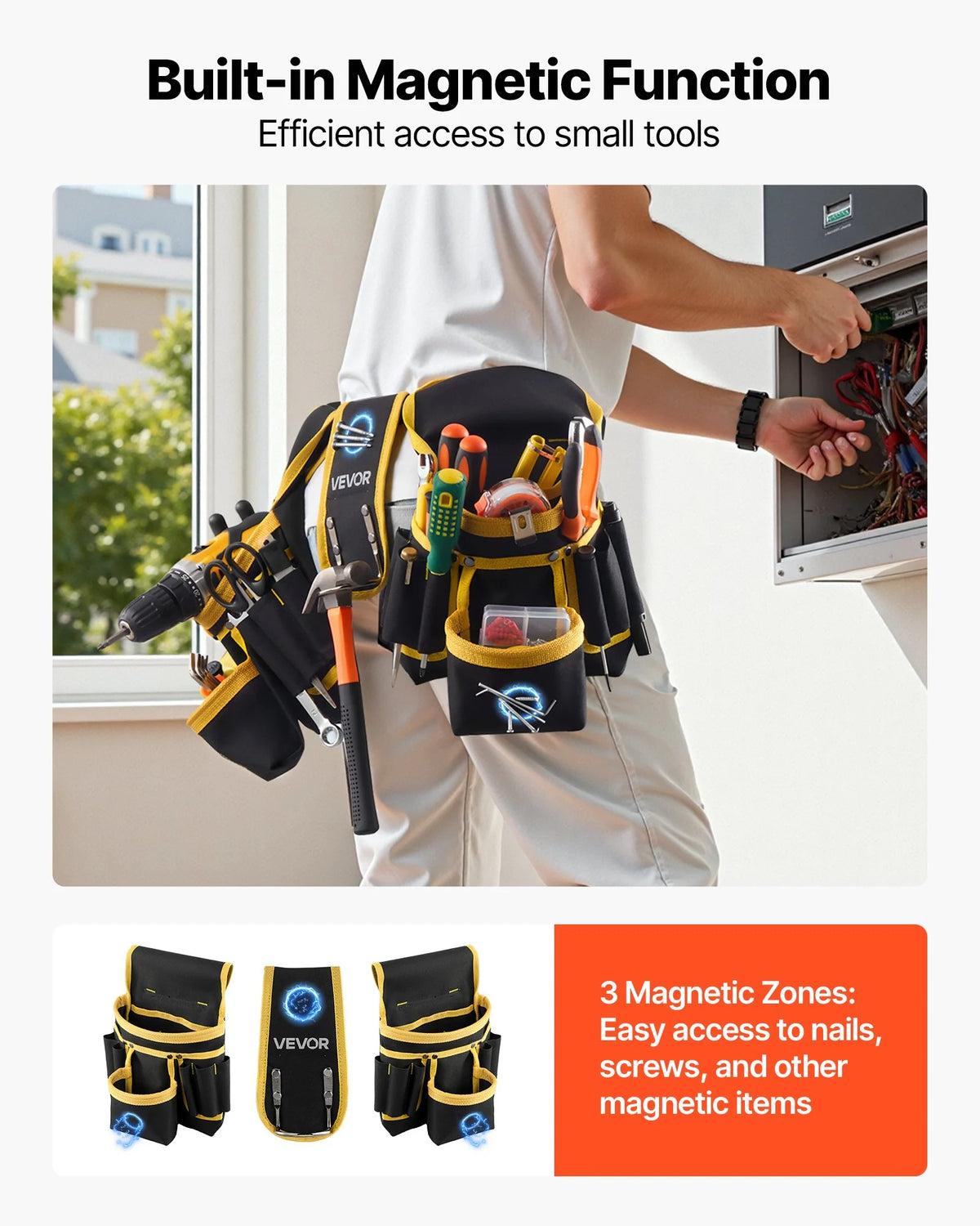 Magnetic Tool Belt – 28 Pocket Heavy-Duty Work Pouch – image 3