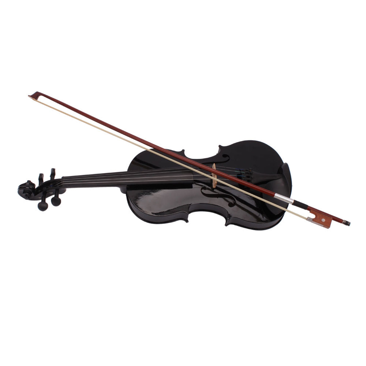 Full Size 4/4 Acoustic Violin Set – Black, with Case, Bow & Rosin – image 5