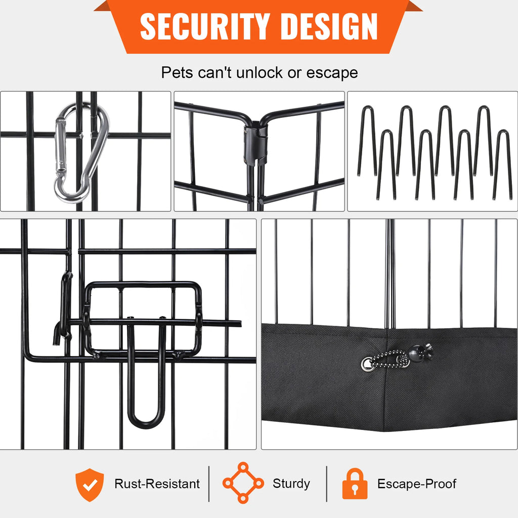 Dog Playpen with Top Cover and Pad, 8 Foldable Metal Panels, 24 in – image 3