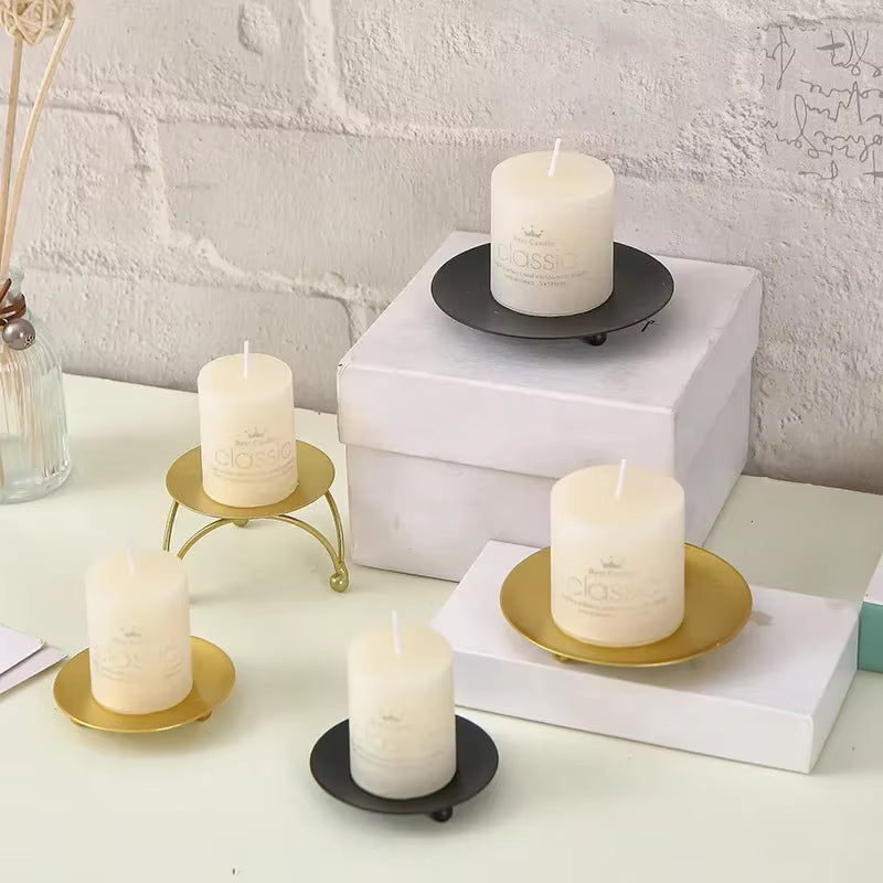 Candle Holder Dish - Round Iron Tray, Gold or Black – image 3