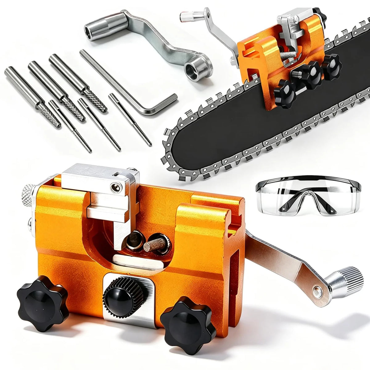 Chainsaw Sharpener Jig, Manual Clamp-On Kit for 4-22 in Chains