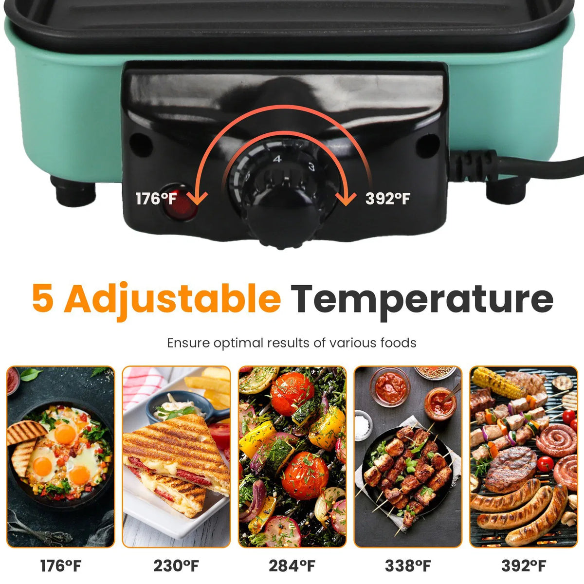 2-in-1 Electric Grill and Crepe Maker, 2000W with 3 Raclette Trays – image 14