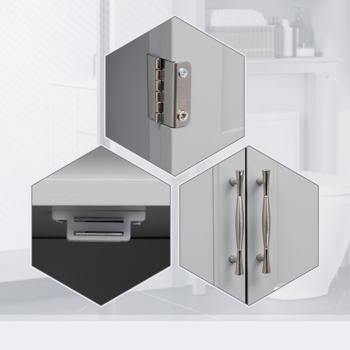Over the Toilet Storage Cabinet with Shaker Doors, Grey – image 8