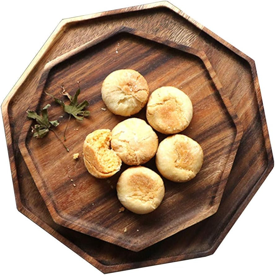 Acacia Wood Serving Trays Set of 2, 10 in and 8 in Platters – image 7