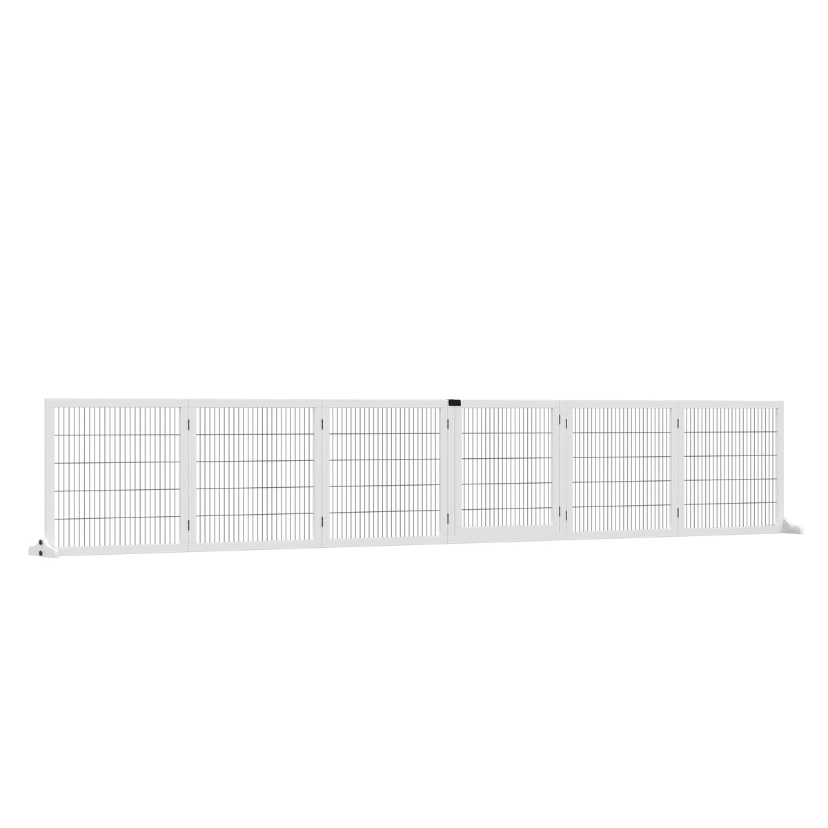 6 Panel Freestanding Wooden Pet Gate with Support Feet