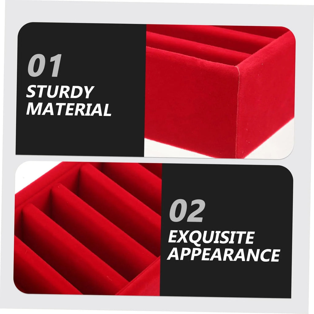 Ribbon Storage Box, Red Craft Organizer with Compartments – image 5
