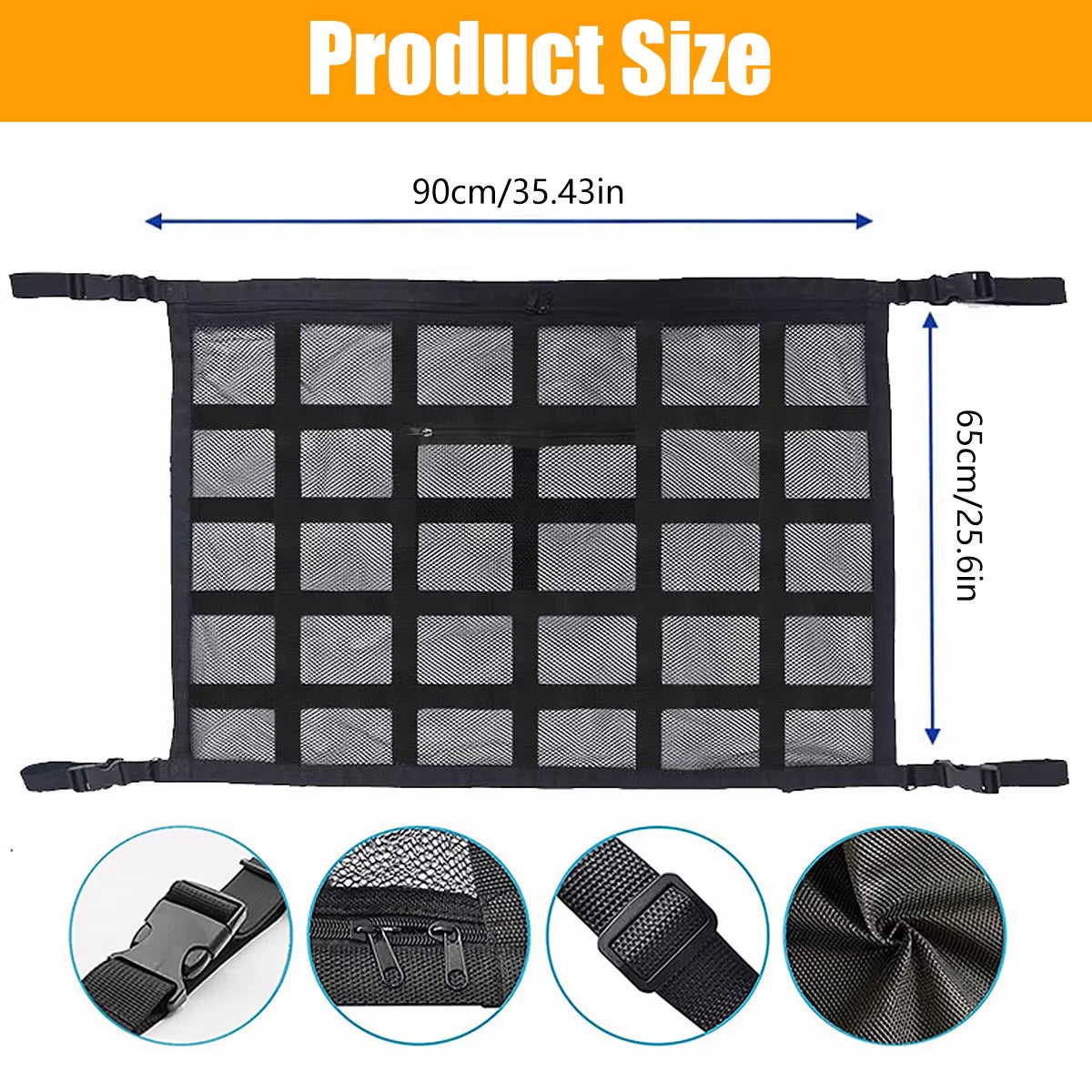 Car Ceiling Cargo Net – Roof Storage Mesh Organizer – image 4
