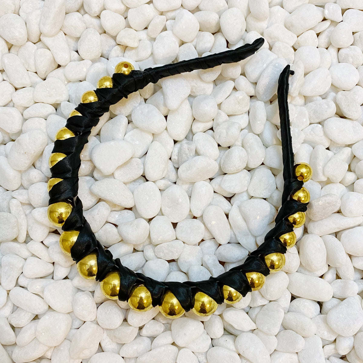 Satin Headband – Beaded Wrapped Hair Band – image 10