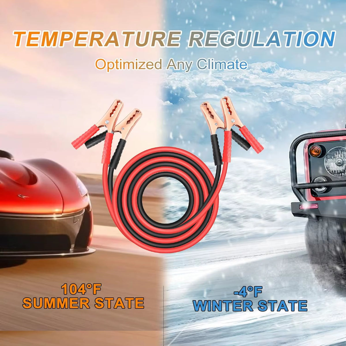 Jumper Cables for Car & Truck Battery, Heavy-Duty Booster Cables