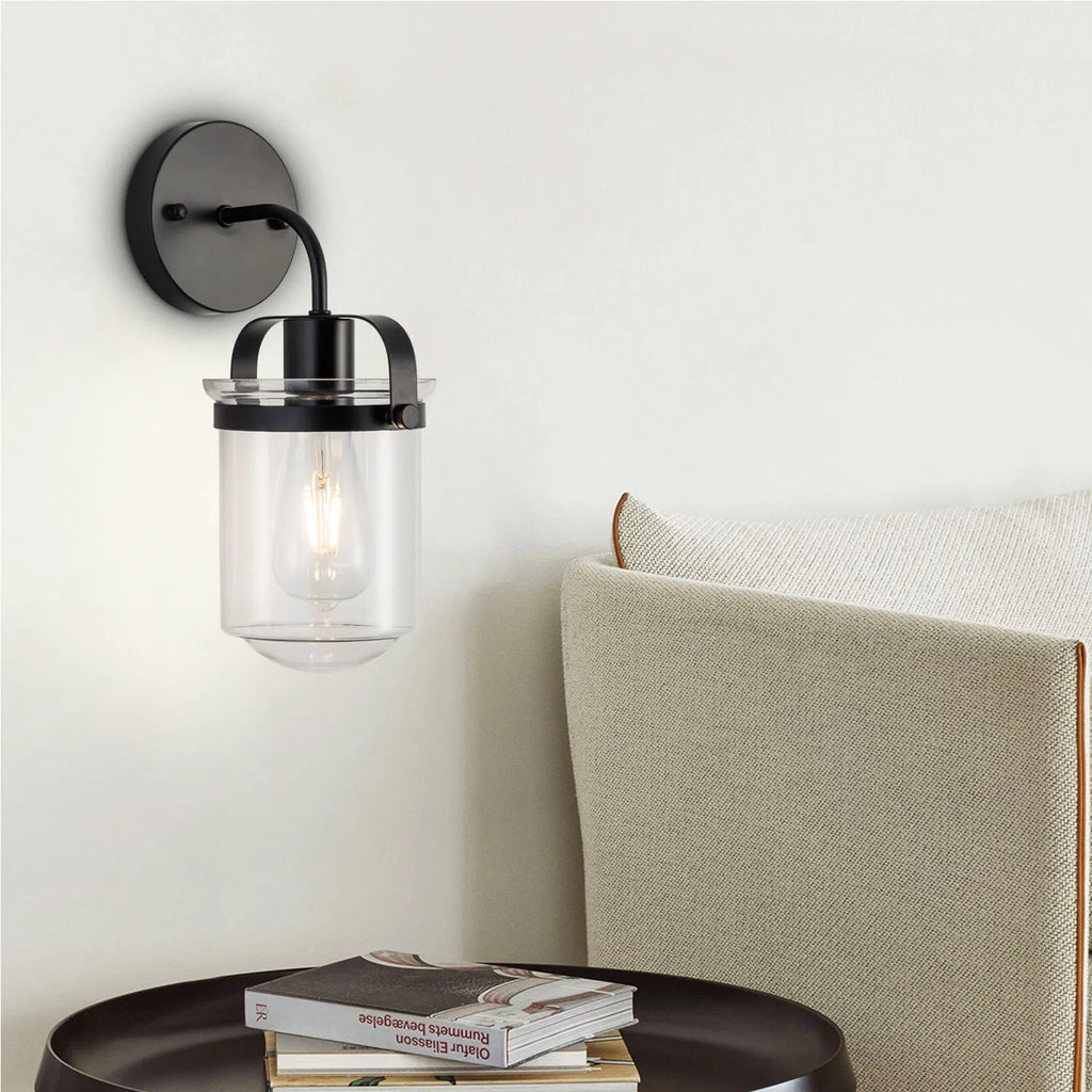 Modern 1-Light Wall Sconce with Clear Glass Globe Shade