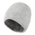 Knit Beanie – Fleece-Lined Winter Hat, Light Grey
