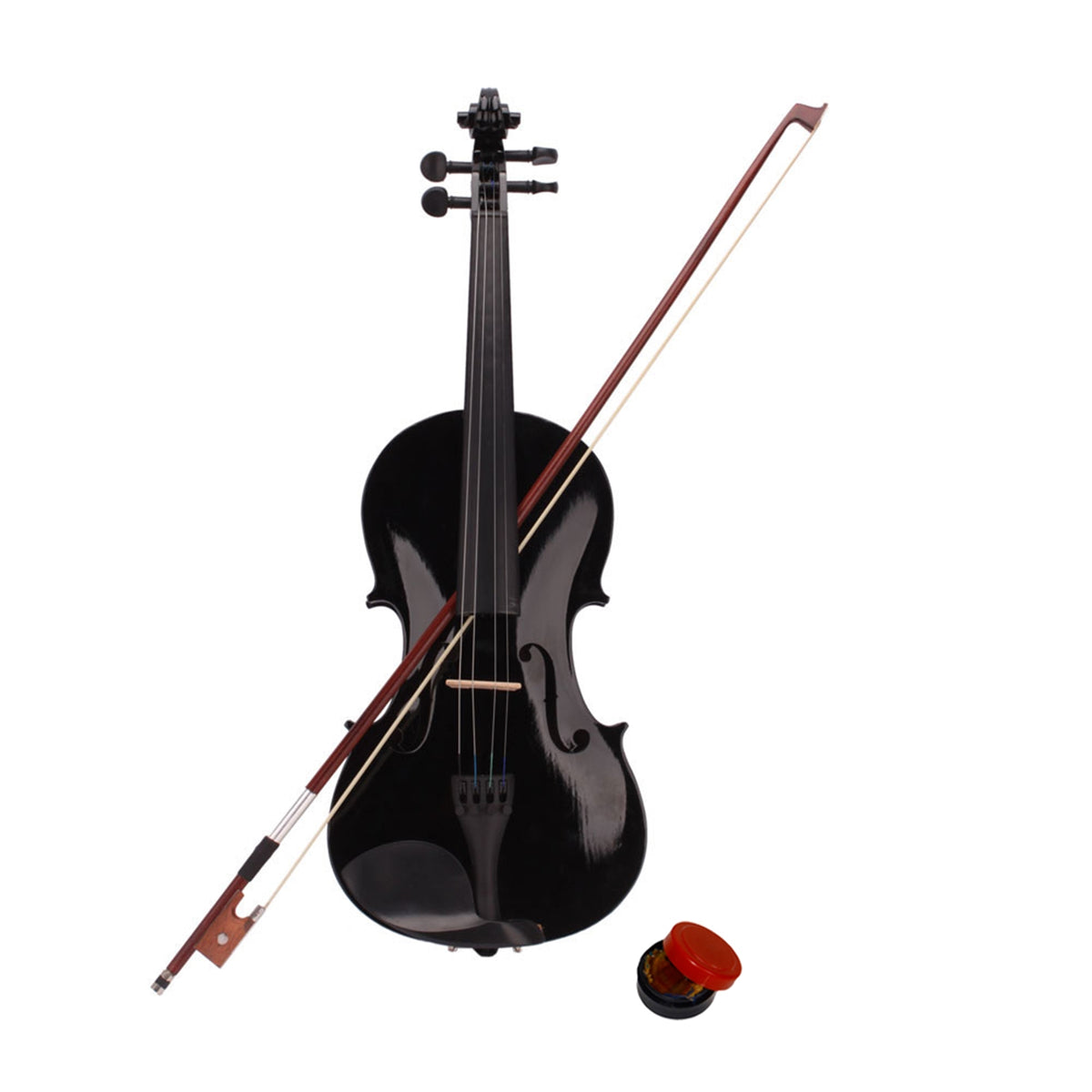 Full Size 4/4 Acoustic Violin Set – Black, with Case, Bow & Rosin – image 8