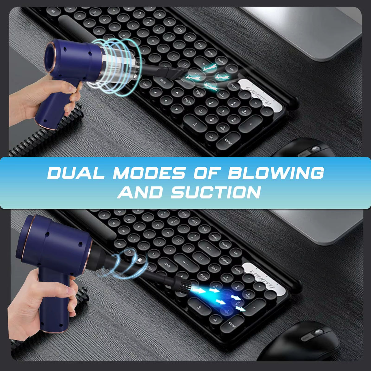 Electric Air Duster and Mini Vacuum, Cordless Keyboard Cleaner – image 3