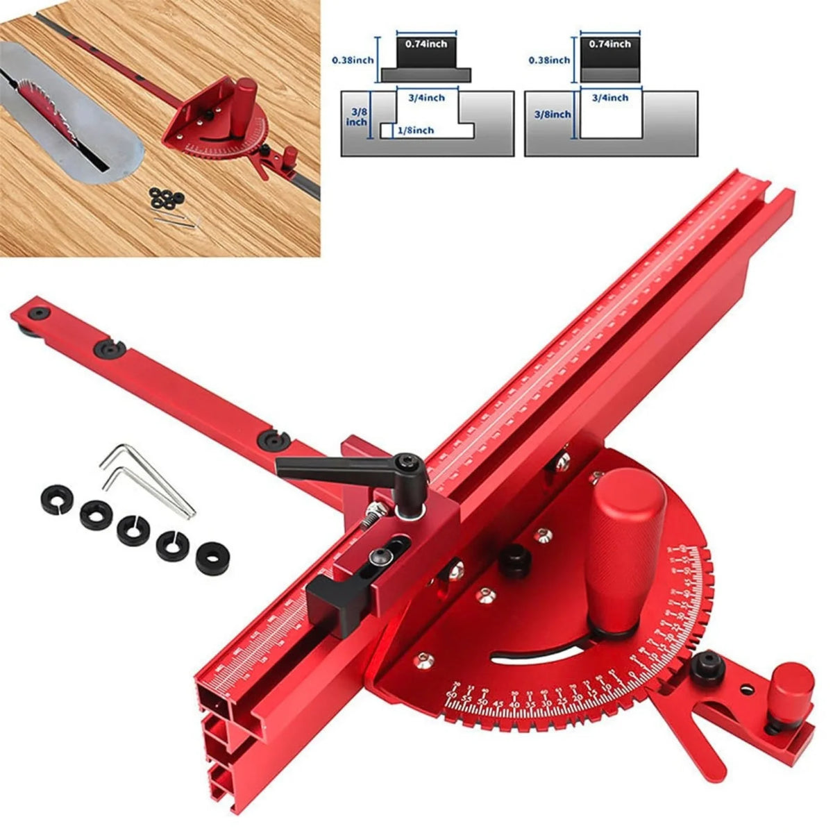 Table Saw Miter Gauge with Aluminum Fence and Flip Stop – image 3
