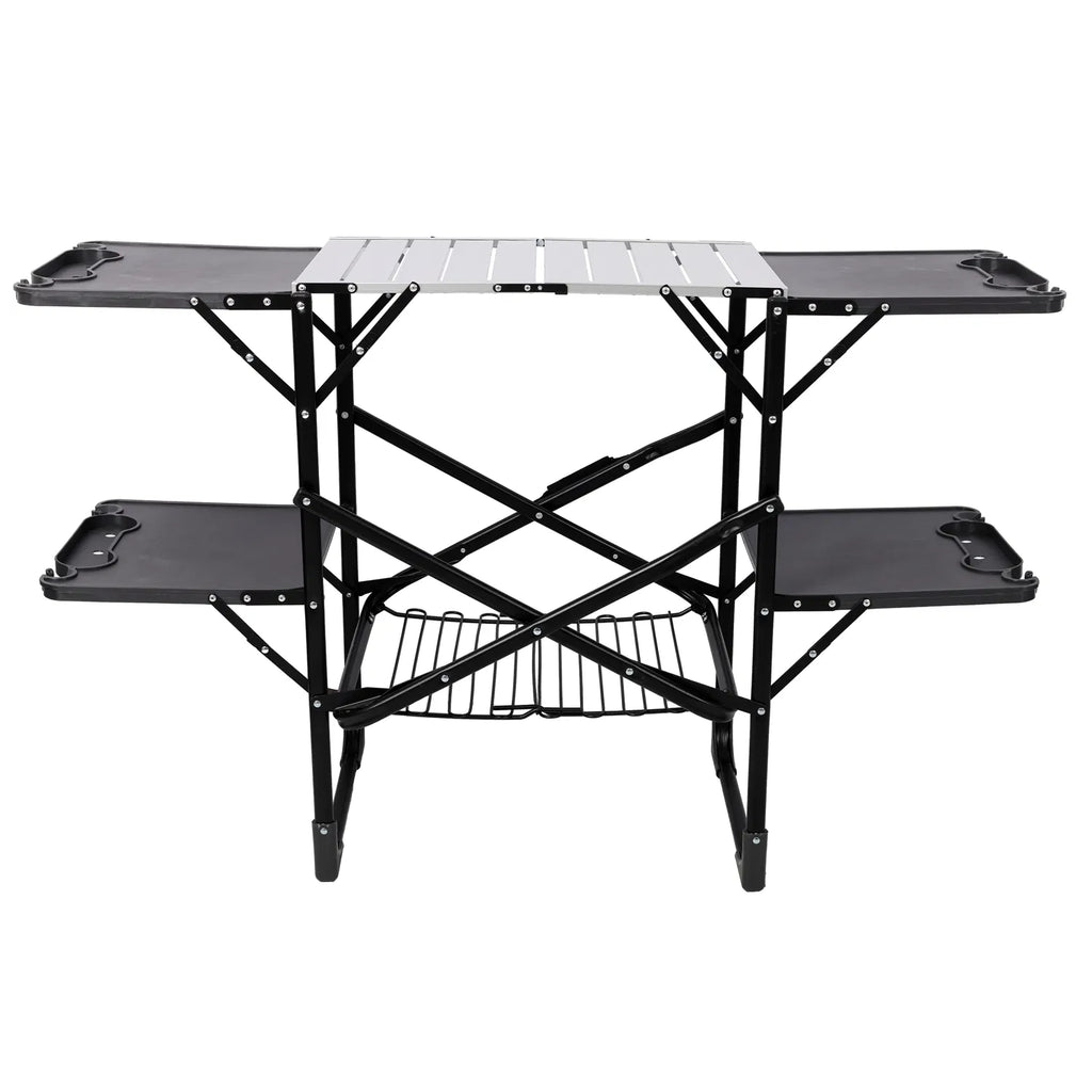 Folding Camp Kitchen Prep Station with Side Shelves and Storage Rack – image 16