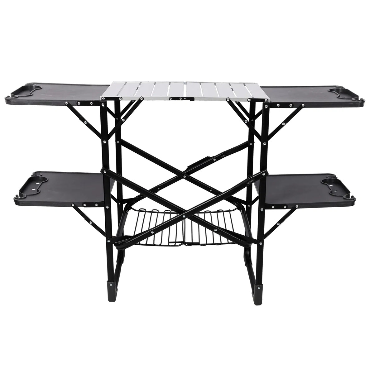 Folding Camp Kitchen Prep Station with Side Shelves and Storage Rack – image 16