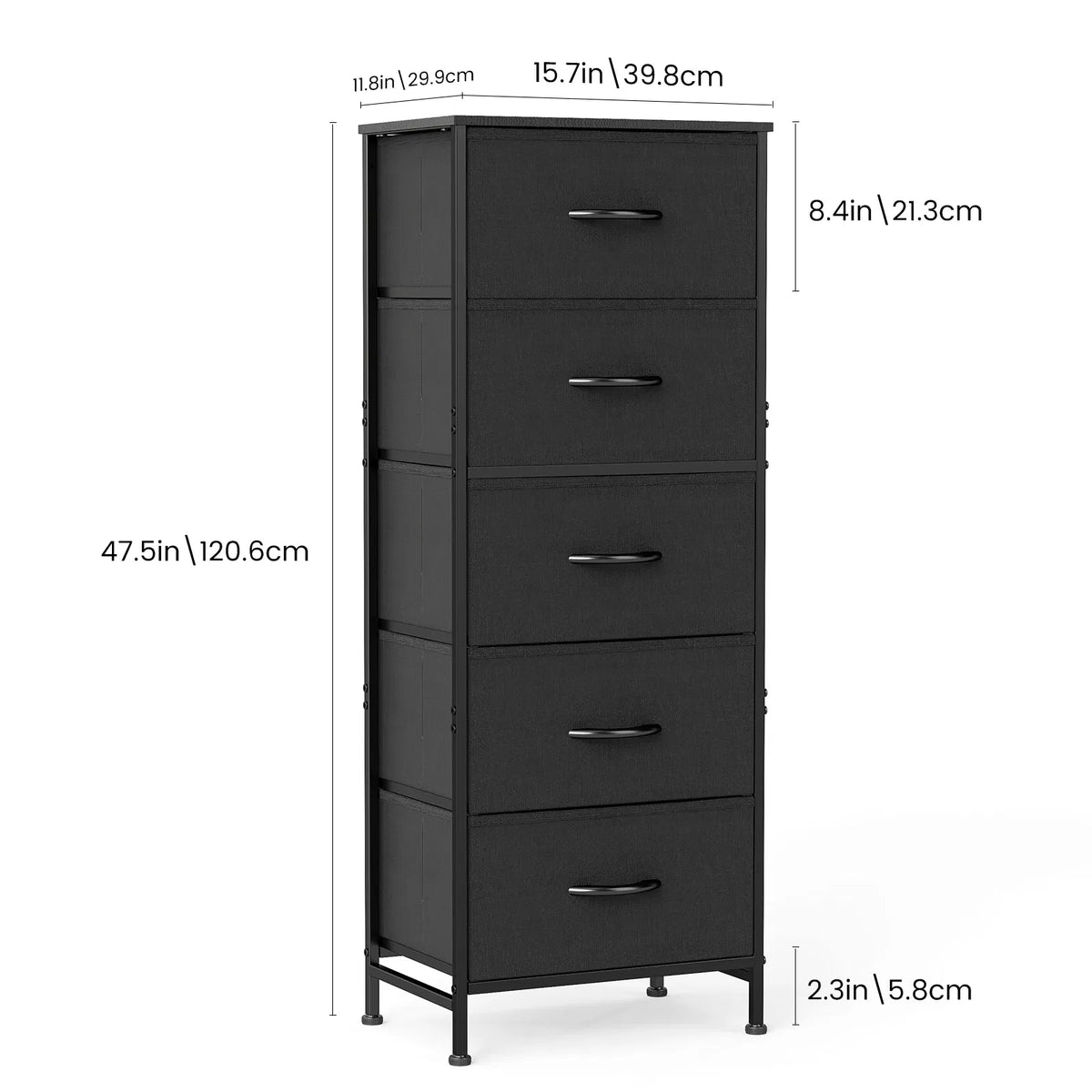 Fabric Dresser 5-Drawer 48 Inch, Bedroom Closet Storage Tower – image 5