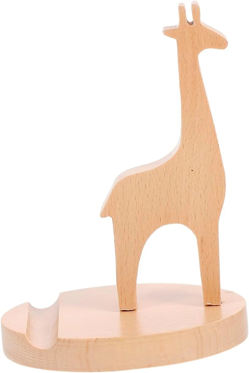 Wooden Phone Stand, Giraffe Design Desk Phone Holder