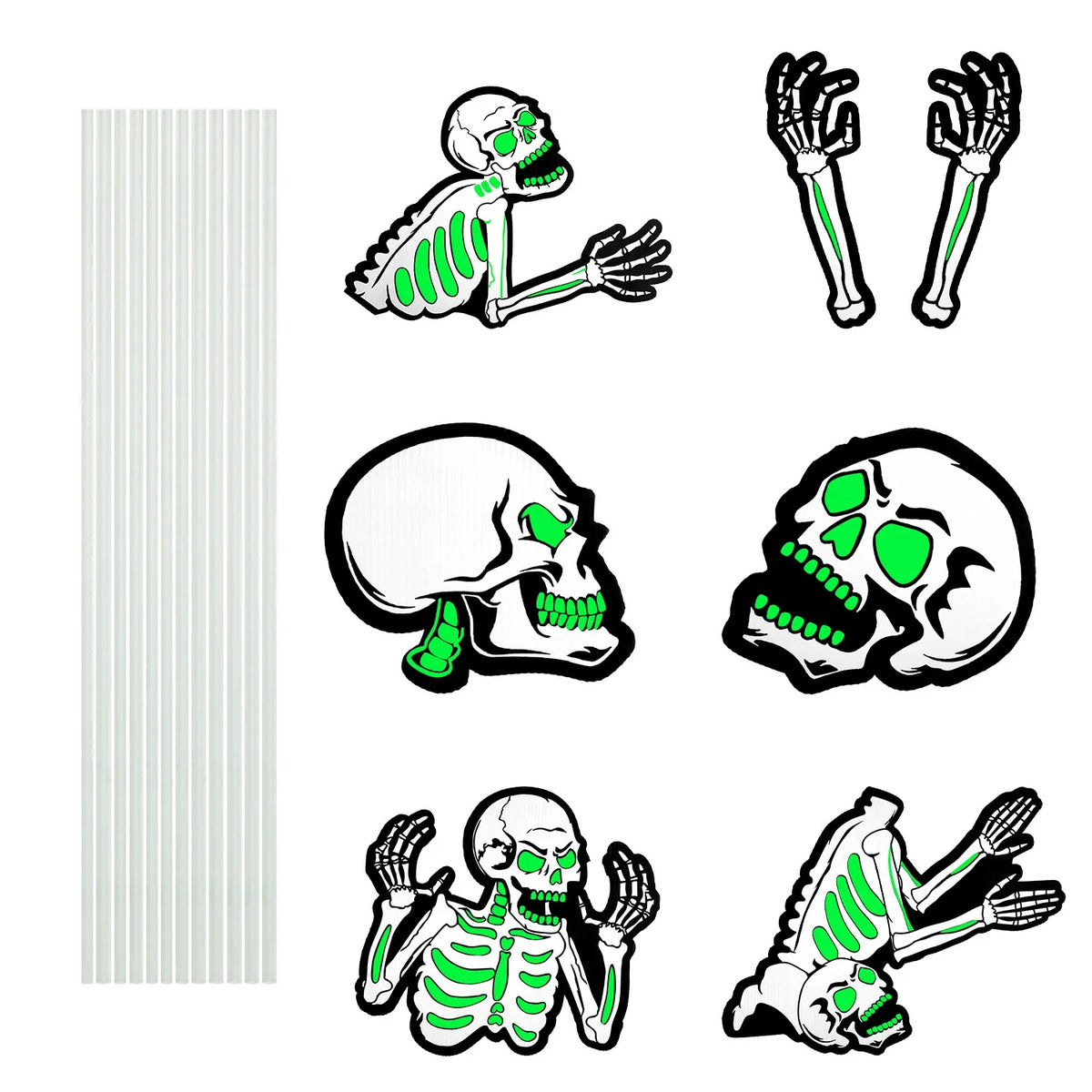 Halloween Yard Signs Glow in the Dark, 6-Piece Skeleton Set – image 6