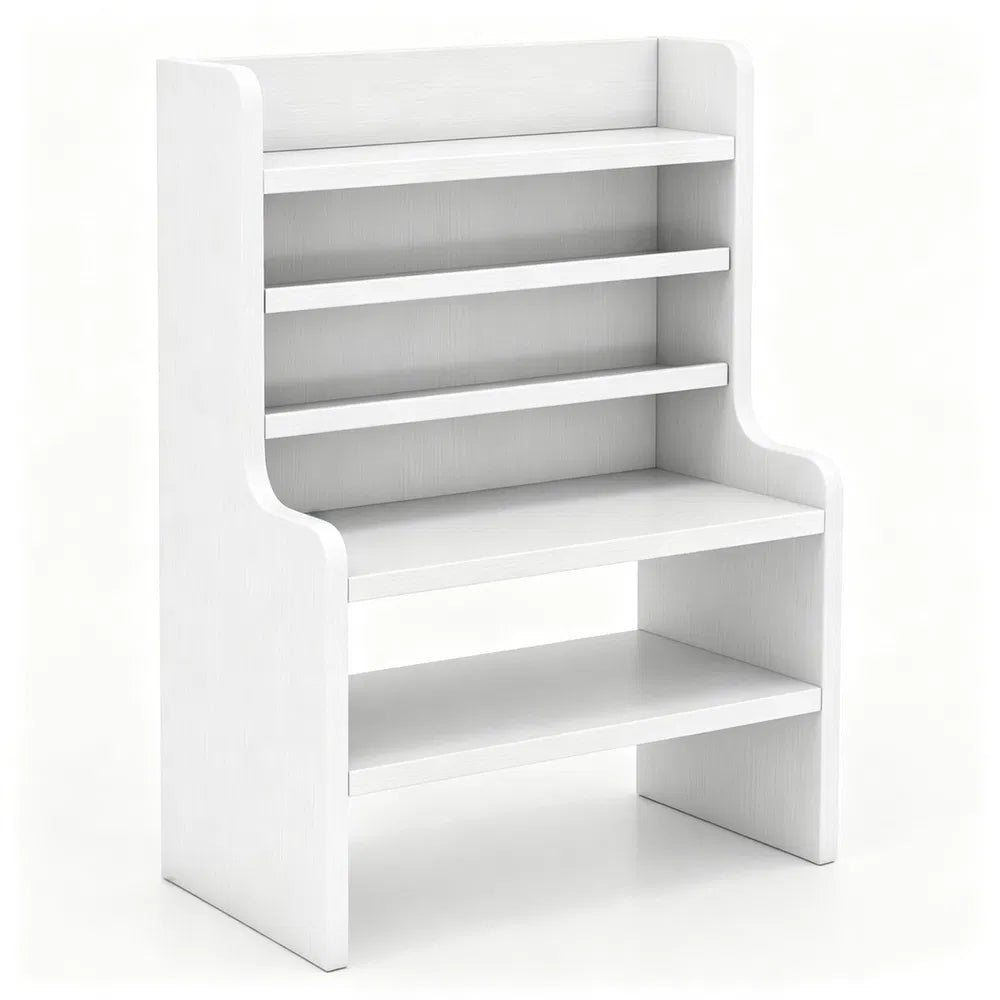 Desktop Storage Organizer, 6-Tier Wooden Shelf with Removable Tiers