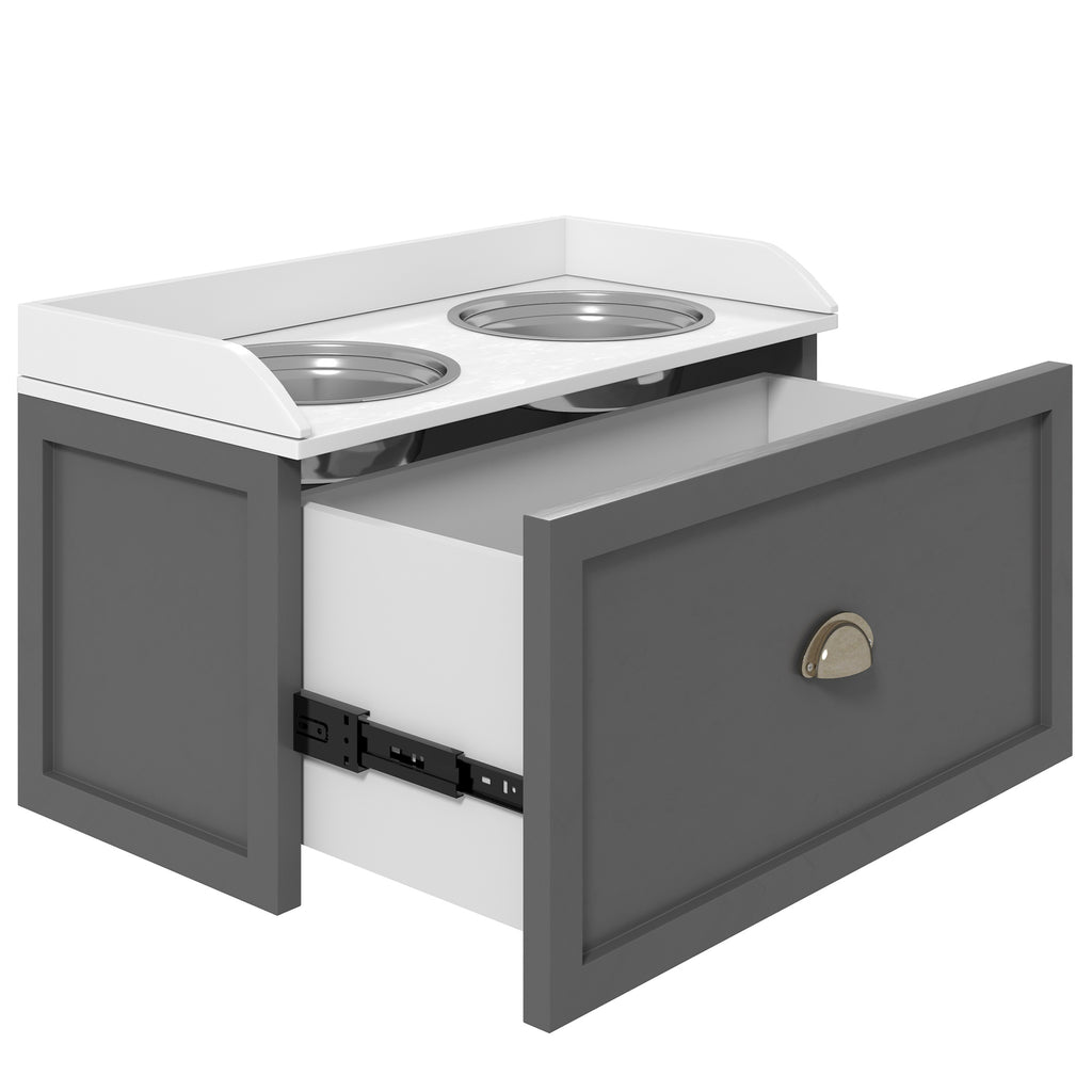 Raised Dog Feeding Station with 21L Food Storage Gray