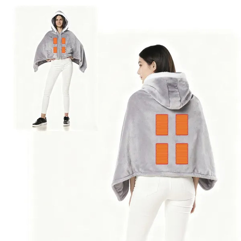 Wearable Heated Blanket Hoodie, USB Powered Flannel with 3 Heat Levels – image 7