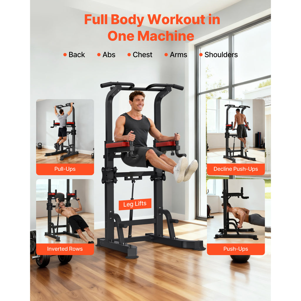 Power Tower Dip Station 330 lb, Assist Platform, 9-Level Pull Up Stand – image 2