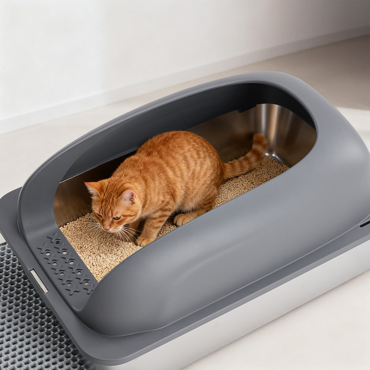 Stainless Steel Cat Litter Box with Lid Large with Scoop and Mat – image 6