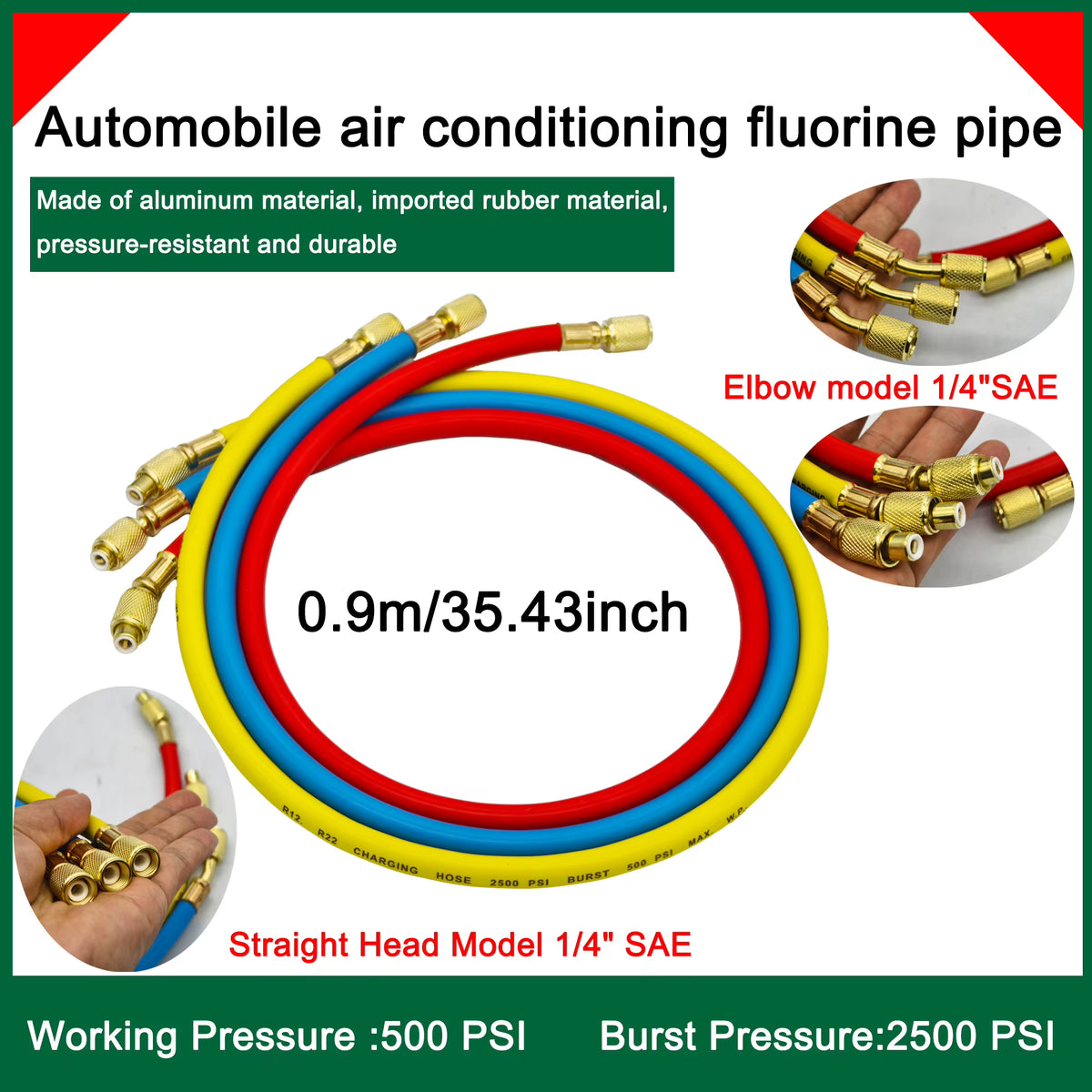 HVAC AC Manifold Gauge Set with Hoses and Hook