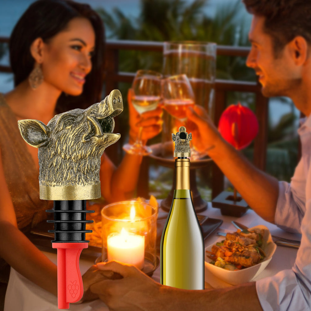 Boar Head Wine Pourer – Bottle Spout & Stopper – image 9