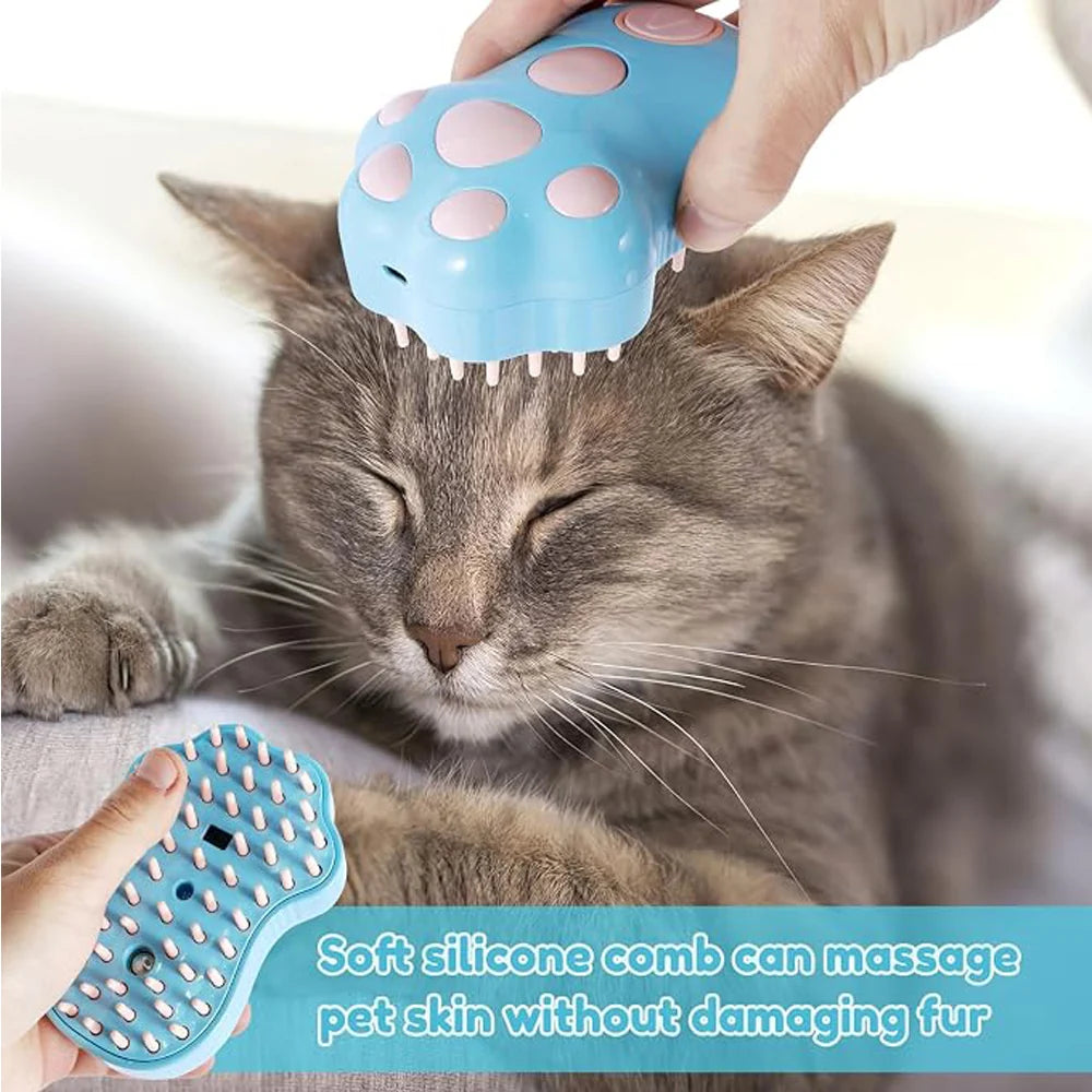 Pet Steam Grooming Brush Rechargeable Paw Shape Deshedding Comb – image 5