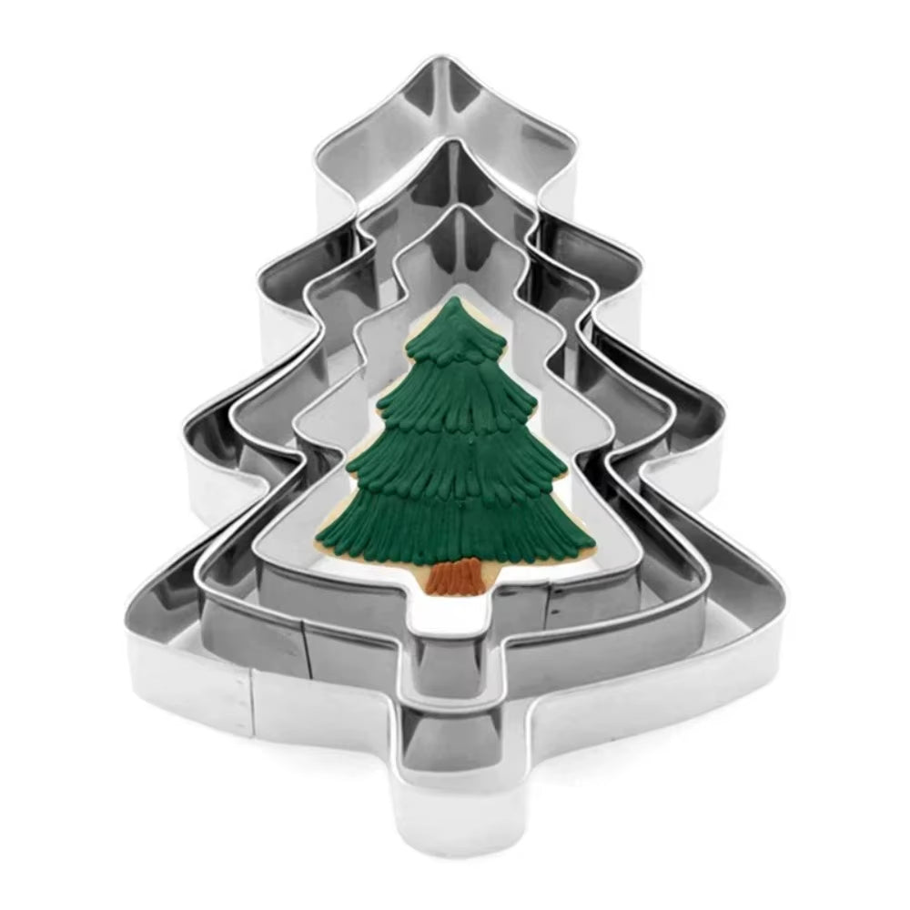 Christmas Cookie Cutter Set – 3 Pc Stainless Steel Tree Molds – image 4