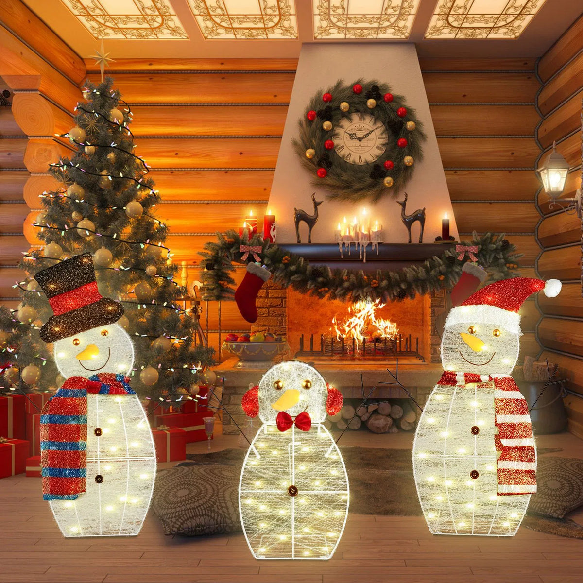 Lighted Snowman Family Yard Decoration Set of 3 With LED Strings – image 2