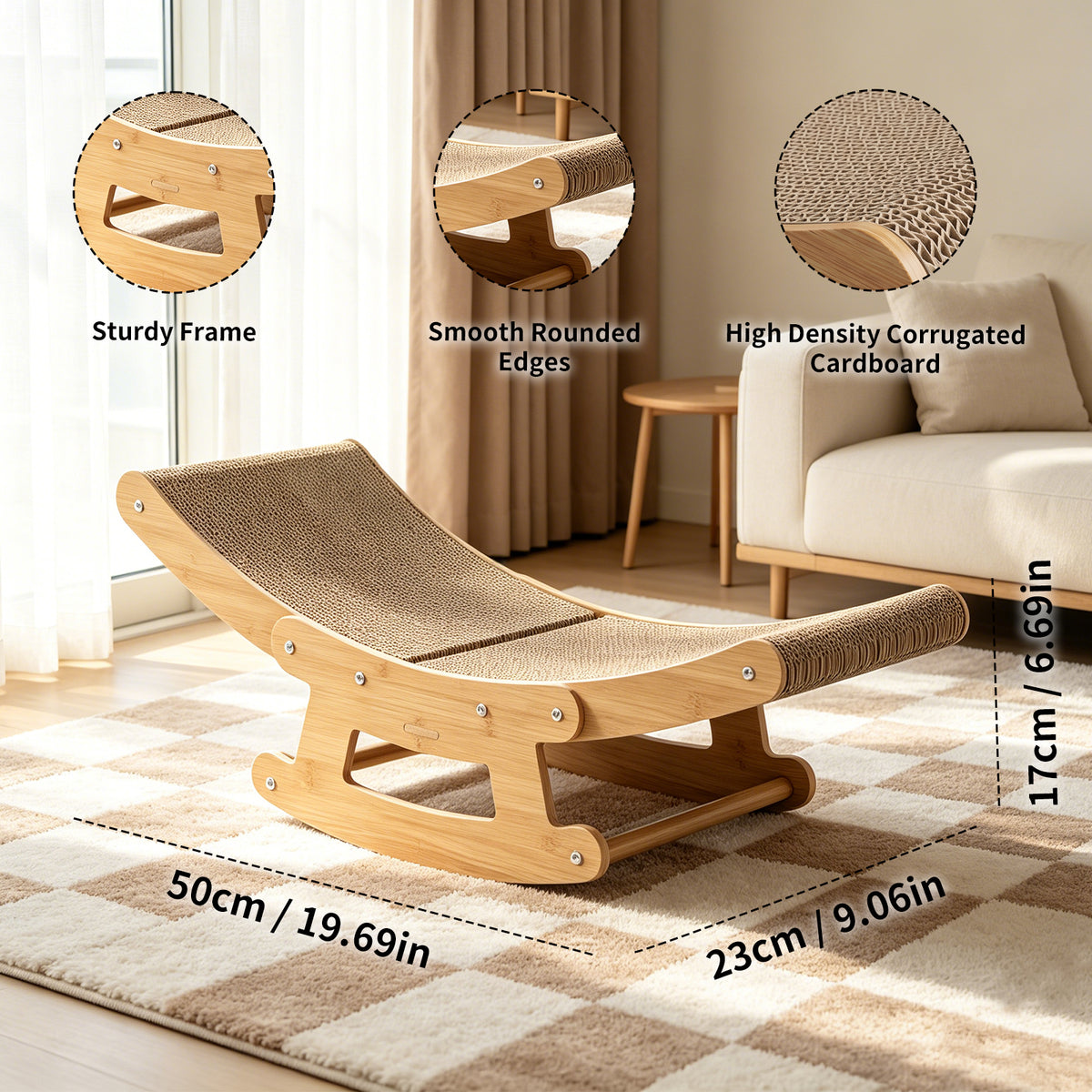 Cat Rocking Scratcher Chair – Wooden Lounge Bed