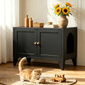 Cat Litter Box Enclosure, Metal Hidden Litter Box Side Table, Black