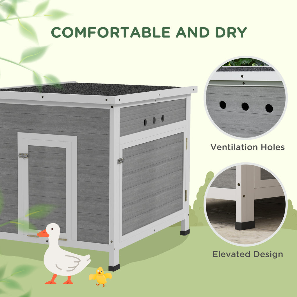 Wooden Duck & Chicken Coop with Openable Roof and Ramp, 2-4 Birds – image 4