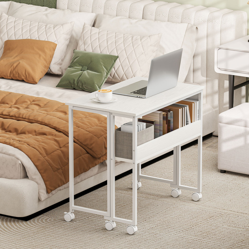 Drop-Leaf Folding Computer Desk with Wheels, Shelf and Storage Bag – image 8