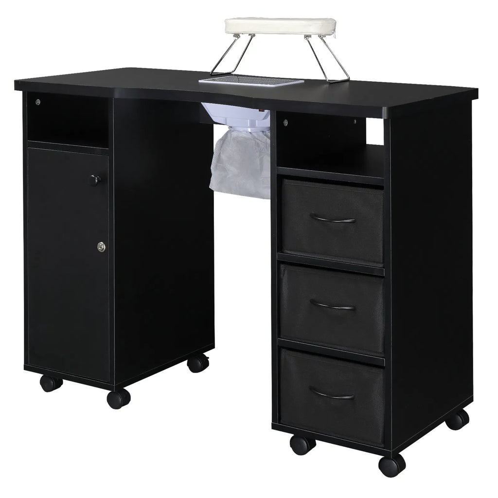 Rolling Manicure Table with Built-In Fan, Double Cabinet and 3 Drawers – image 12