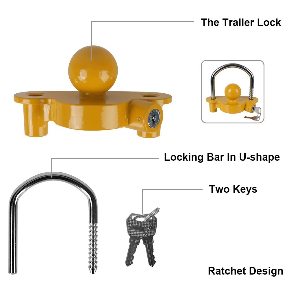 U-Shape Trailer Coupler Lock, Adjustable Anti-Theft Hitch Lock – image 3
