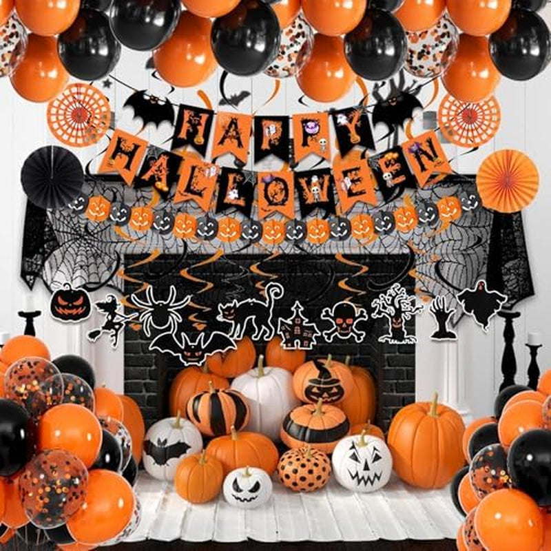 Halloween Party Decorations Set – Banner, Paper Fans and Streamers – image 5