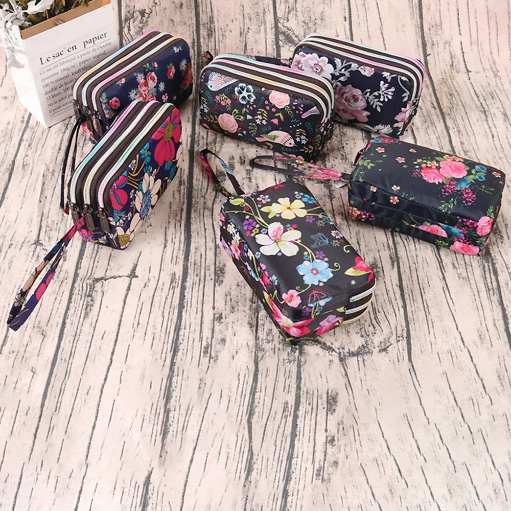 Flower Canvas Mini Wallet & Phone Pouch