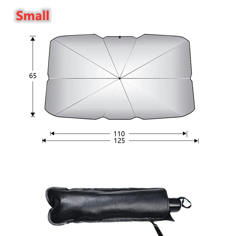 Windshield Sun Shade Umbrella - Foldable Reflective UV Car Sunshade